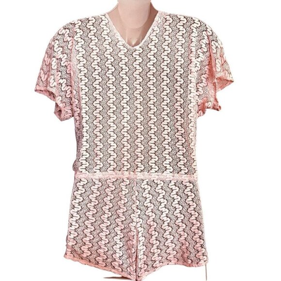 MELISSA ODABASH Lace Beach Cover-Up Women Small Peach Sheer‎ Summer Romper Italy - Picture 3 of 15